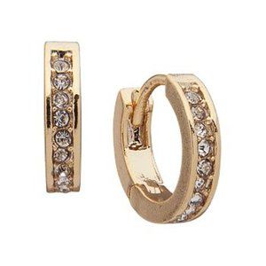 RALPH LAUREN Gold Pave Mini Huggie Hoop Earrings